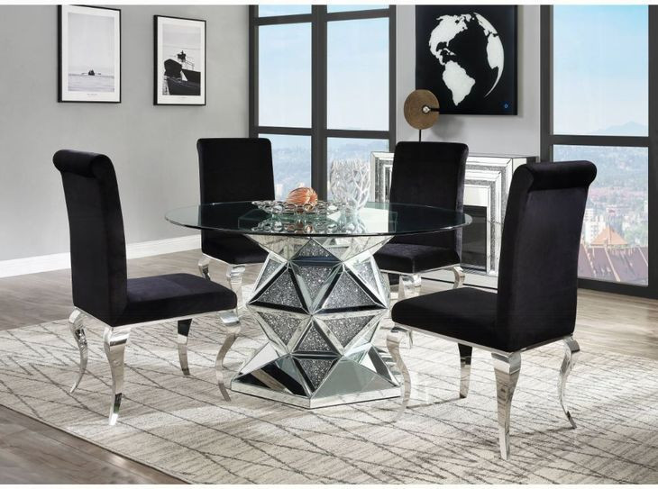 Noralie Clear 52" Round Glass Top Dining Table