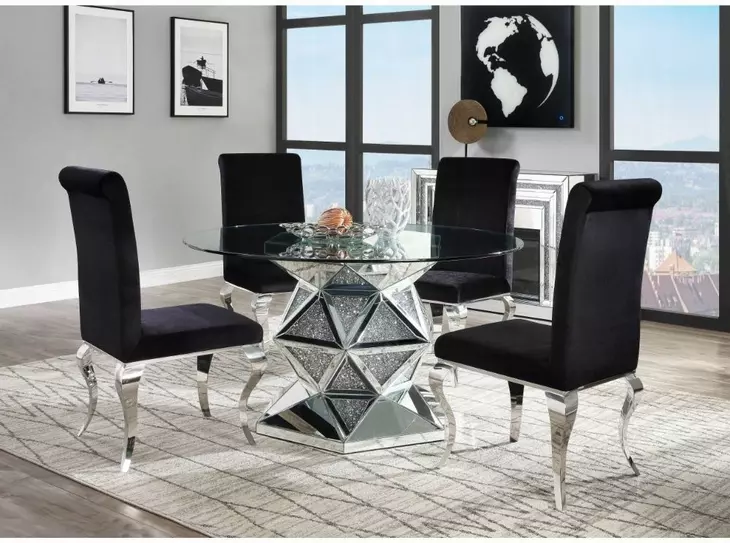 Noralie Clear 52" Round Glass Top Dining Table