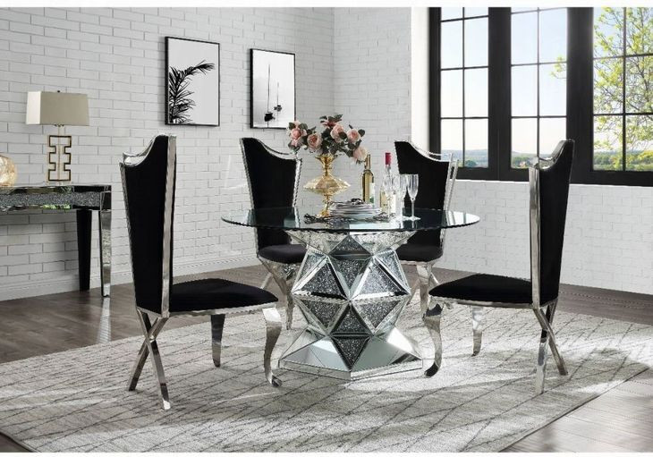 Noralie Clear 52" Round Glass Top Dining Table