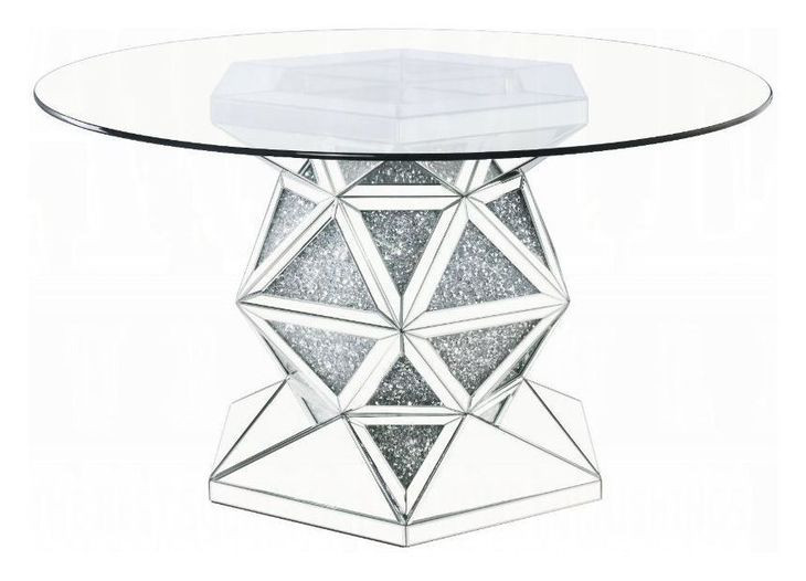 Noralie Clear 52" Round Glass Top Dining Table