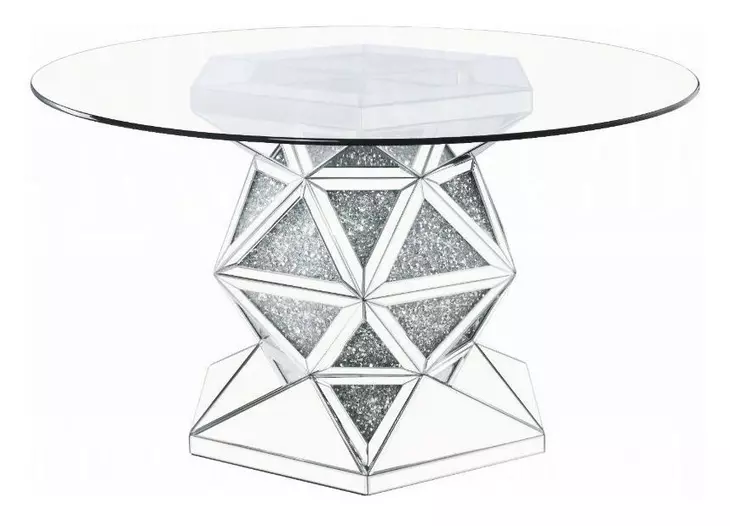 Noralie Clear 52" Round Glass Top Dining Table