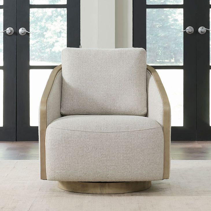 Nora Nathan Ginger and Light Brown Upholstered Swivel Accent Chair