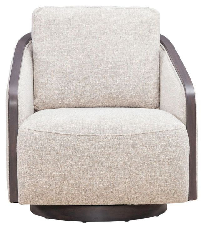 Nora Nathan Ginger and Dark Brown Upholstered Swivel Accent Chair