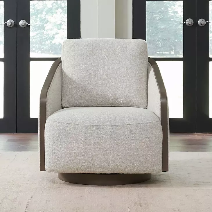 Nora Nathan Ginger and Dark Brown Upholstered Swivel Accent Chair