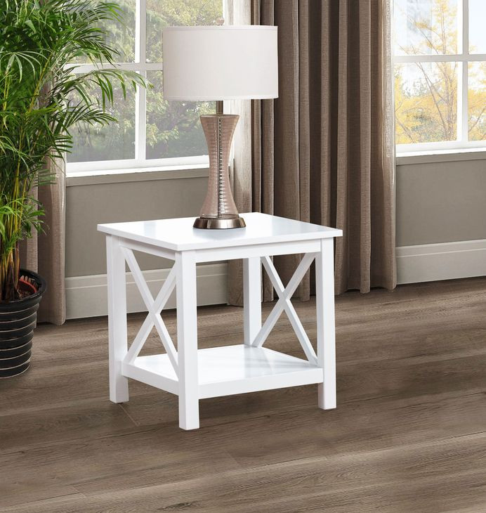 Skyview White Square End Table