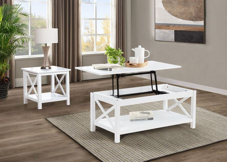 Skyview White Square End Table
