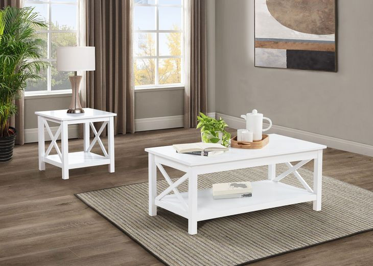 Skyview White Rectangular Lift Top Occassional Table Set