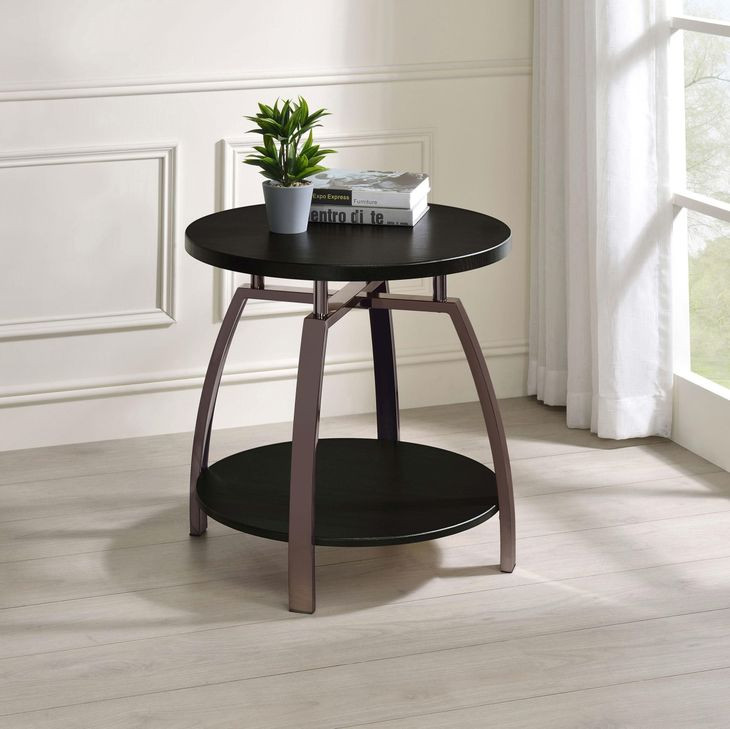 Dacre Dark Grey And Black Nickel Round End Table