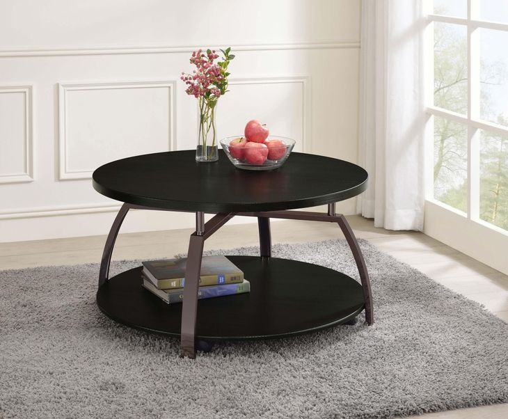 Dacre Dark Grey And Black Nickel Round Coffee Table