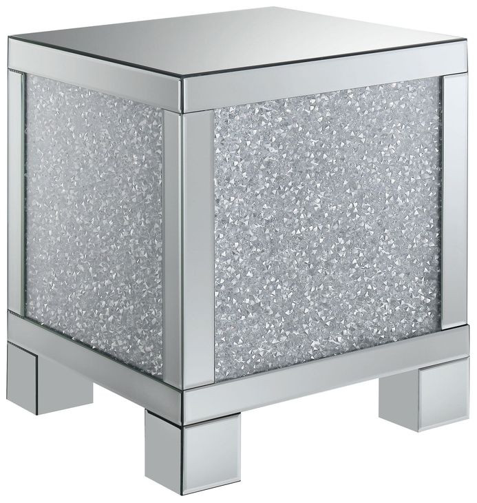 Gillian Silver And Clear Mirror End Table