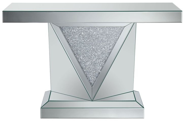 Gunilla Silver And Clear Mirror Triangle Detailing Sofa Table