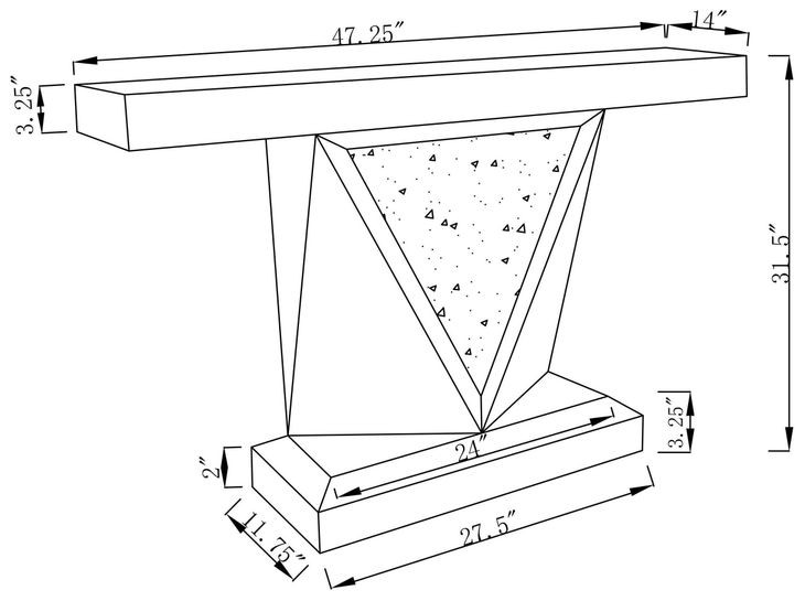 Gunilla Silver And Clear Mirror Triangle Detailing Sofa Table