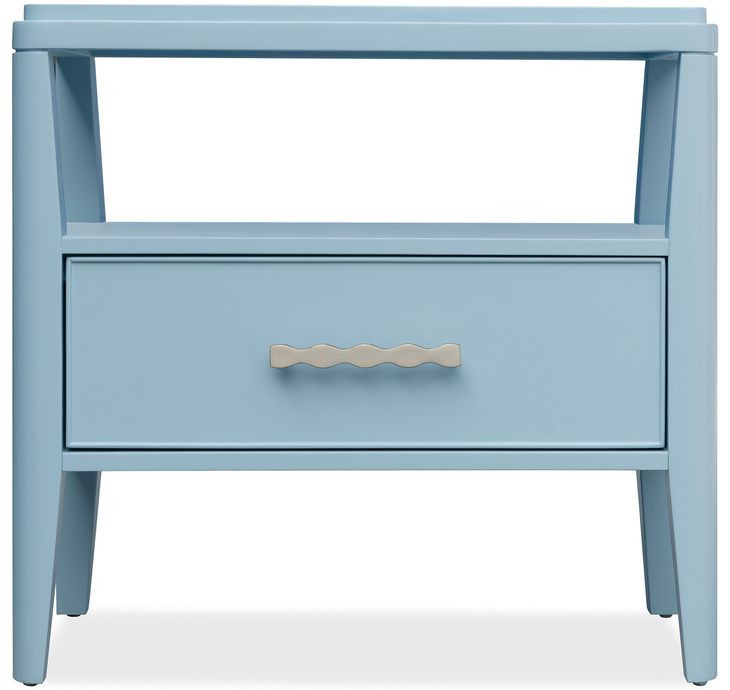 Bazaar Living Blue 1 Drawer Nightstand