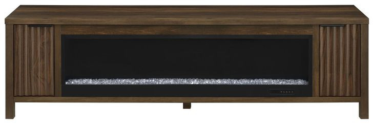 Carey Dark Pine 79" TV Stand with 2 Doors and Fireplace