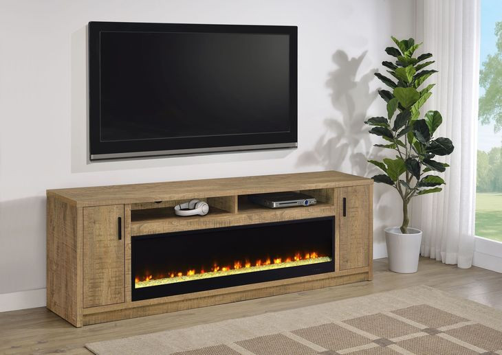 Eddy Mango 79" TV Stand with 2 Doors and Fireplace