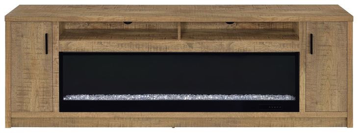 Eddy Mango 79" TV Stand with 2 Doors and Fireplace