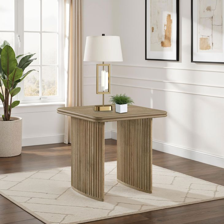Adina Distressed Light Brown Square End Table