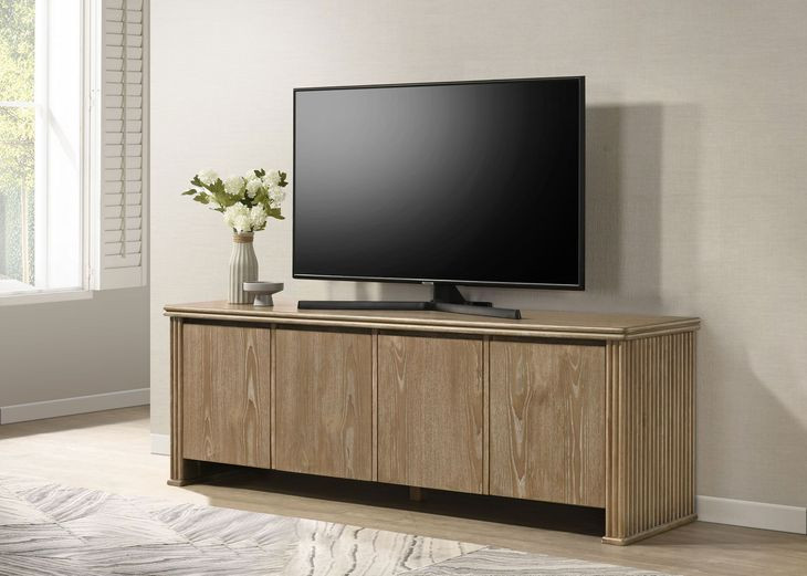Adina Distressed Light Brown 70" TV Stand with 4 Doors