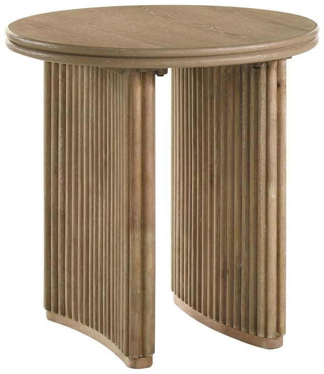 Adina Distressed Light Brown Round End Table