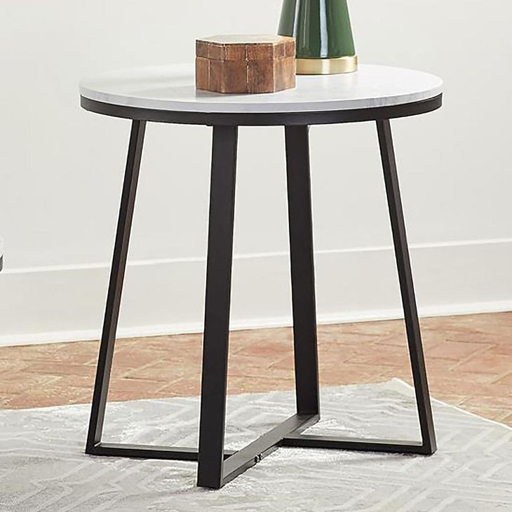 Hugo White And Matte Black End Table