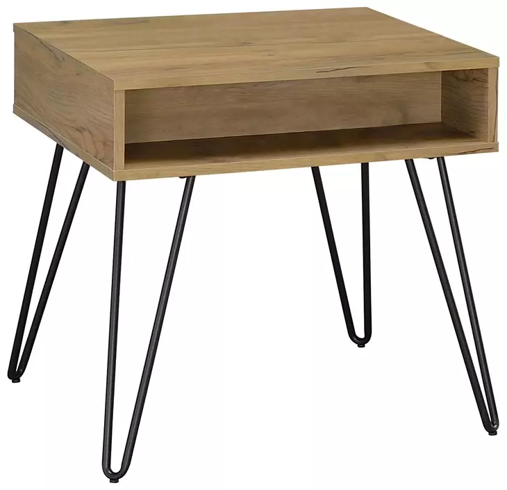 Fanning Golden Oak And Black End Table