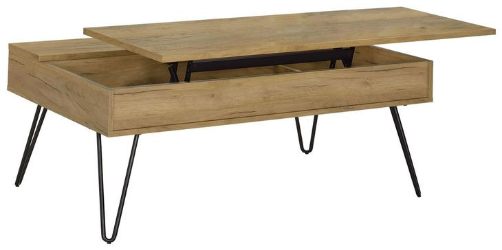 Fanning Golden Oak And Black Lift Top Coffee Table