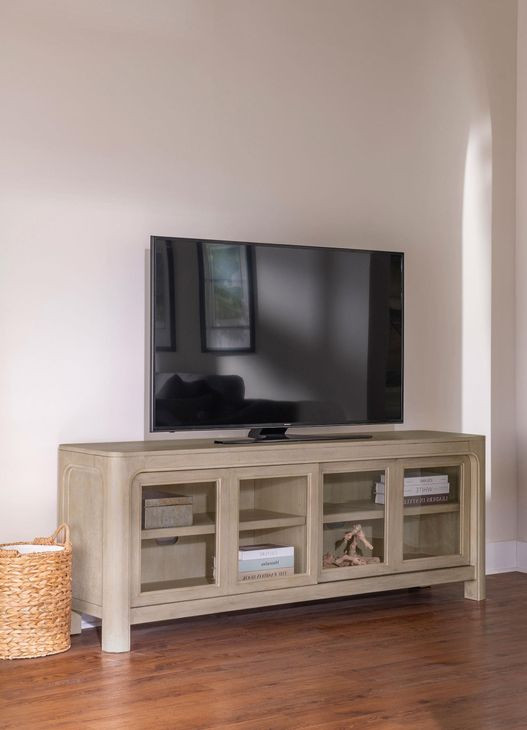 Solano Weathered Mango 71" TV Stand with 2 Glass Doors