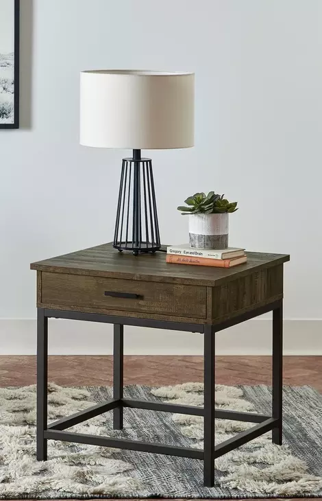 Byers Brown Oak And Sandy Black End Table 