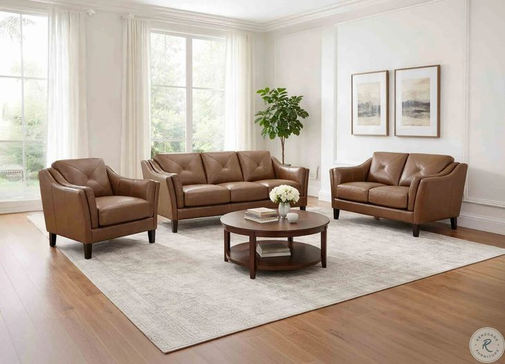Cassie Latte Leather 62" Loveseat