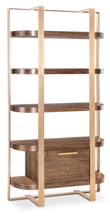 Solara Medium Brown and Gold Home Office Etagere