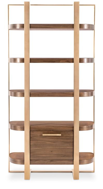 Solara Medium Brown and Gold Home Office Etagere