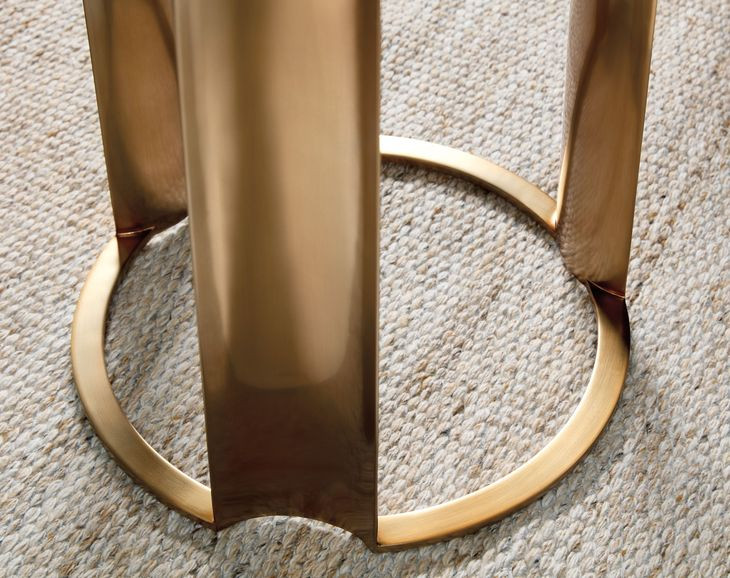 Eleana Medium Brown and Gold Round Accent Table