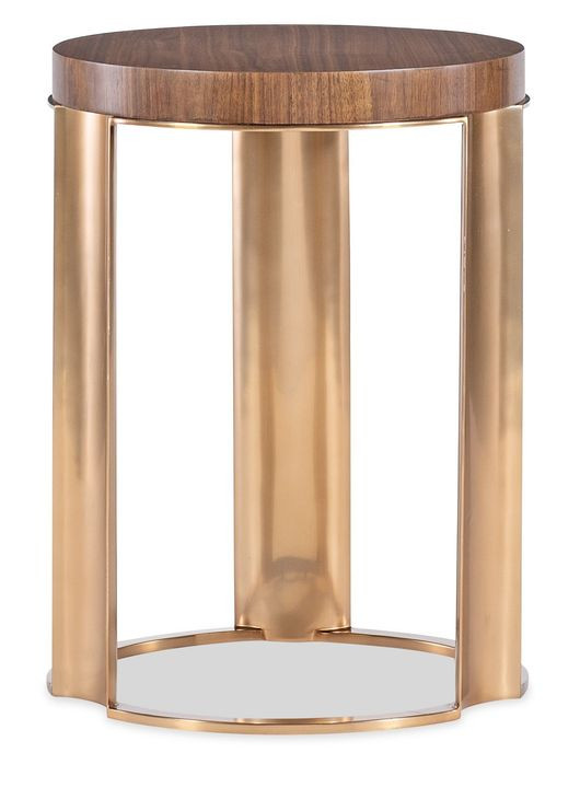 Eleana Medium Brown and Gold Round Accent Table