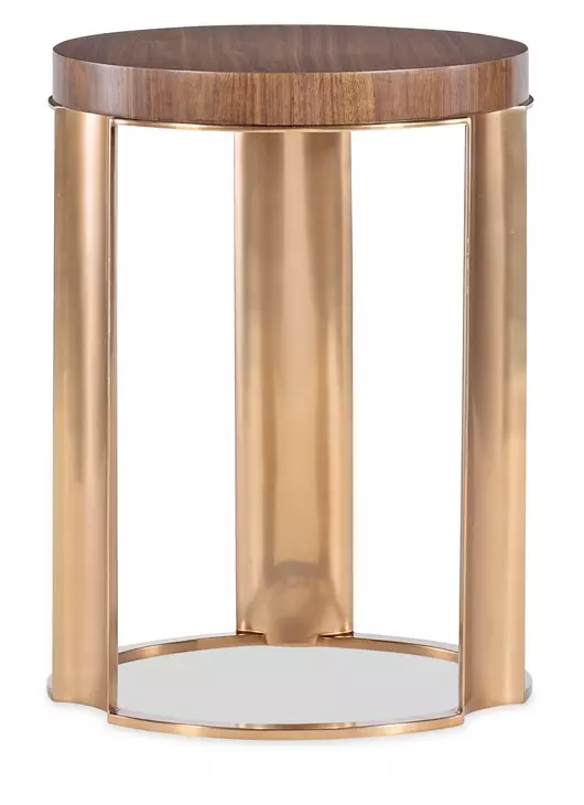 Solara Medium Brown and Gold Round Accent Table