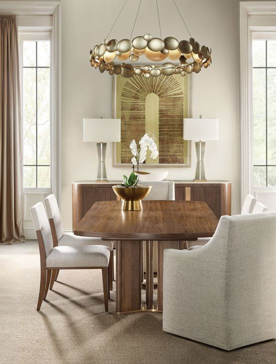 Eleana Medium Brown 4 Door Marble Top Credenza