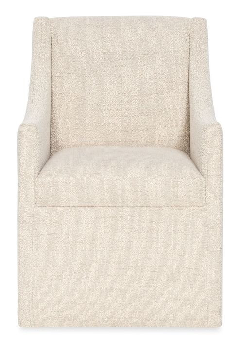 Eleana Beige Upholstered Arm Chair with Casters