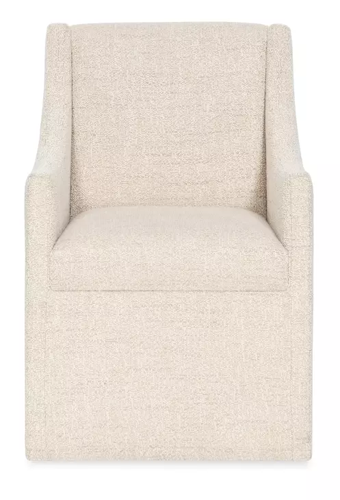 Eleana Beige Upholstered Arm Chair with Casters