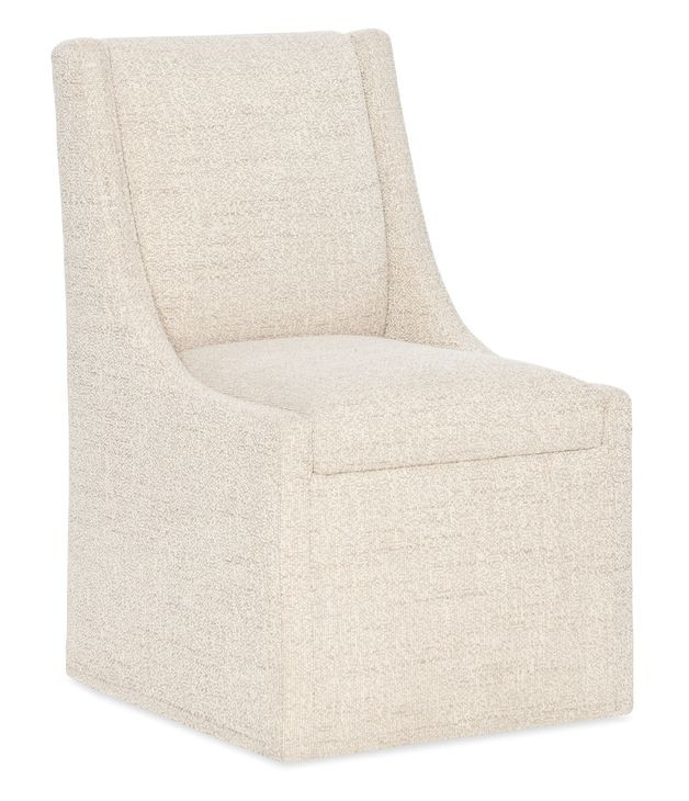 Solara Beige Upholstered Side Chair with Casters