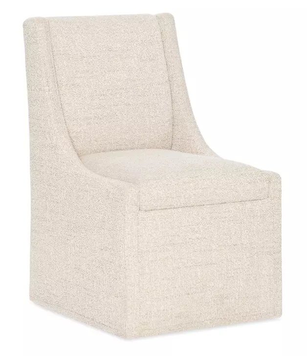 Solara Beige Upholstered Side Chair with Casters