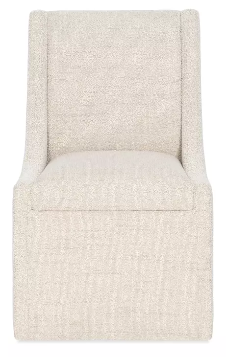 Solara Beige Upholstered Side Chair with Casters