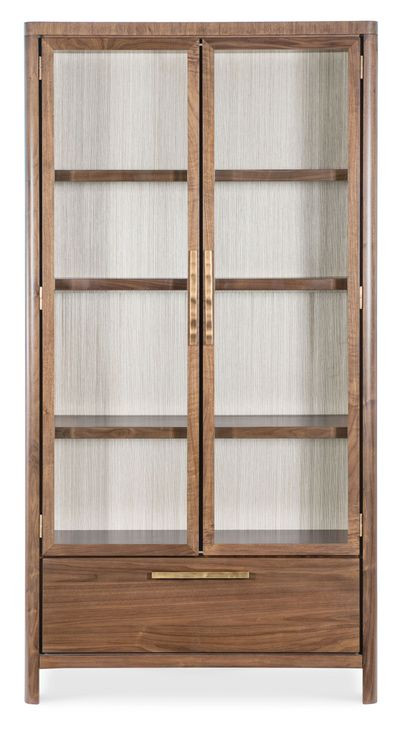 Eleana Medium Brown 2 Glass Door Display Cabinet with LED