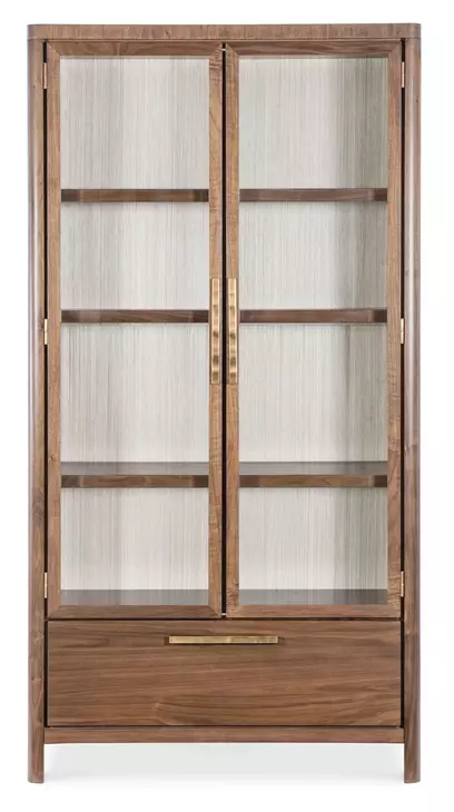 Eleana Medium Brown 2 Glass Door Display Cabinet with LED