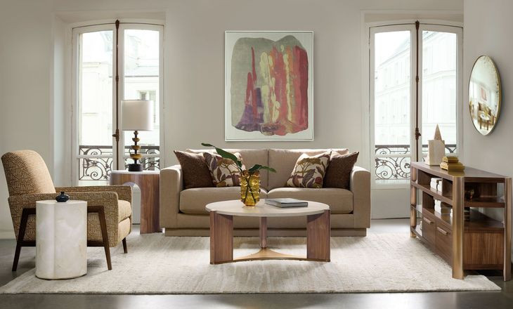 Eleana Medium Brown and Beige Marble Top Occasional Table Set