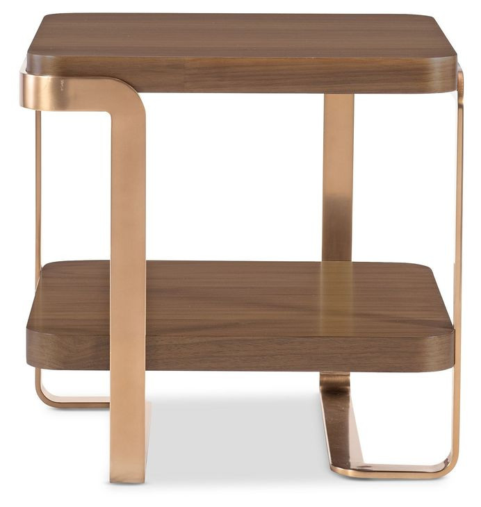 Eleana Medium Brown and Gold Rectangular End Table