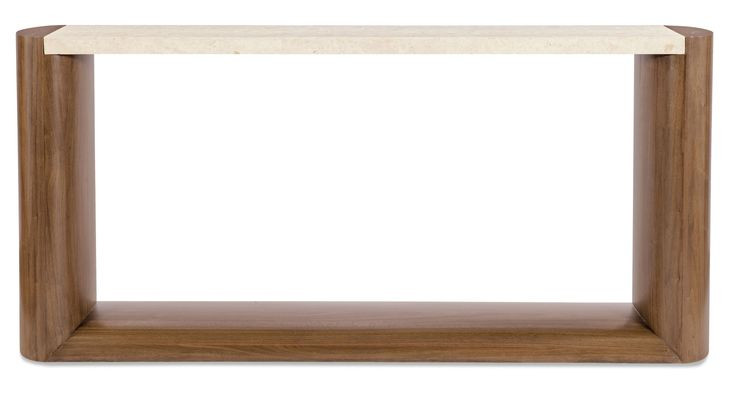 Eleana Medium Brown and Beige 74" Marble Top Console Table