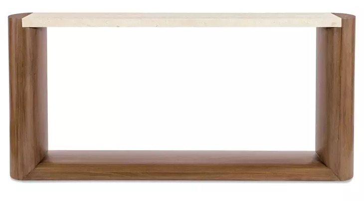 Solara Medium Brown and Beige 74" Marble Top Console Table
