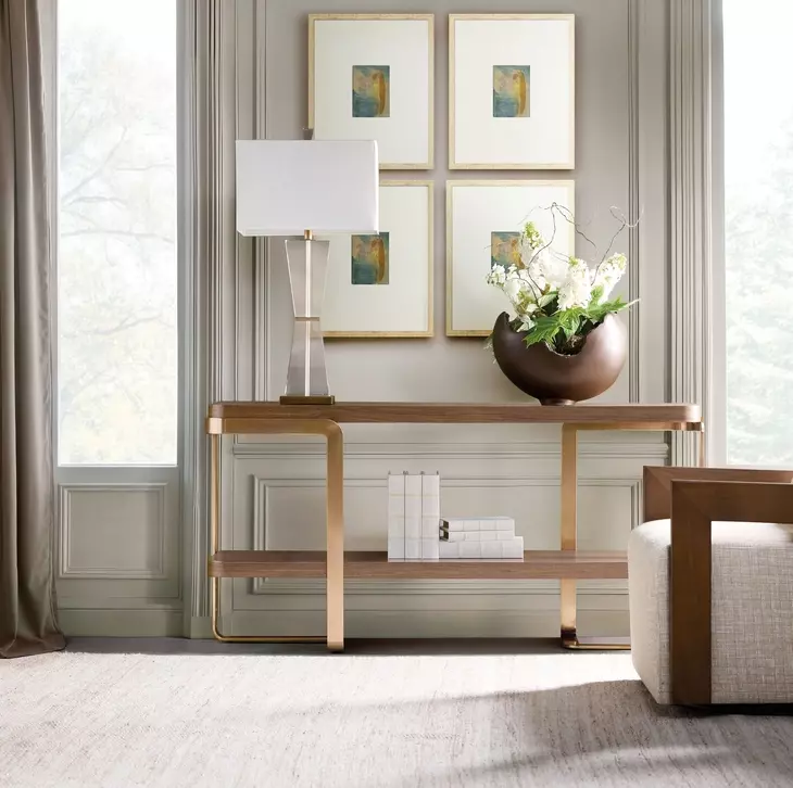 Solara Medium Brown and Gold 72" Console Table