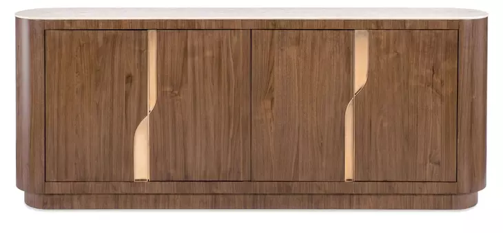 Eleana Medium Brown 4 Door Marble Top Credenza