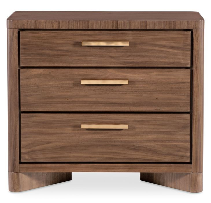 Solara Medium Brown 3 Drawer Nightstand with USB Charging