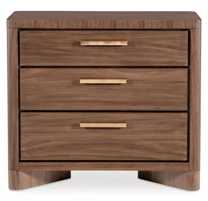 Solara Medium Brown 3 Drawer Nightstand with USB Charging
